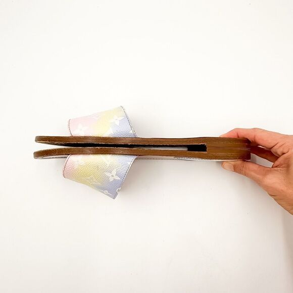 Louis Vuitton Escale Lock It LV Monogram Slides Pastel Flat Sandals EU 41 US 11 - Picture 6 of 11